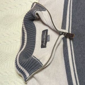 Eddie Bauer Zippered Sweater (Cream) Large